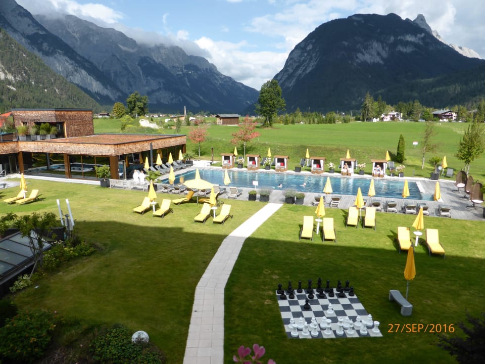 Blick von unserem Balkon Hotel Quellenhof Leutasch, Tirol