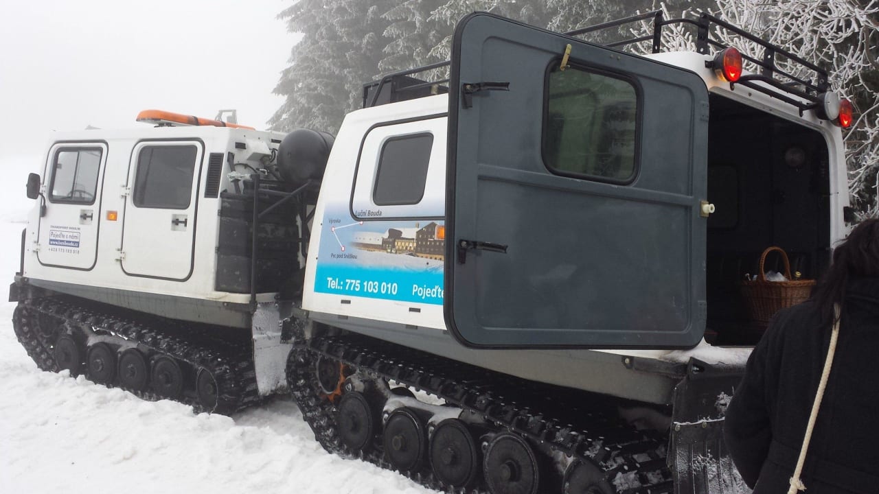 Wintertransport zur Lucni Bouda (Wiesenbaude) Pension Luční Bouda