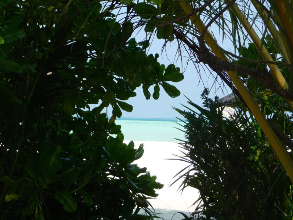 Blick von der Terrasse eines der Beach-Bungalows Cinnamon Hakuraa Huraa Maldives