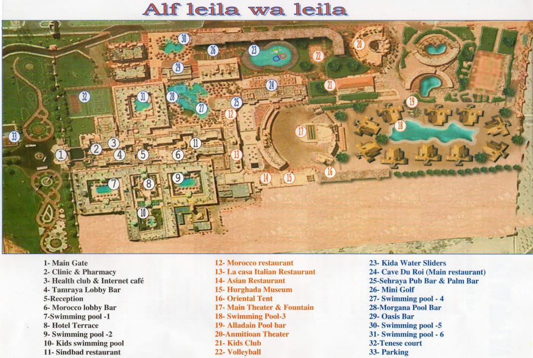 Karte vom Hotel  Pickalbatros Alf Leila Wa Leila Resort - Neverland Hurghada