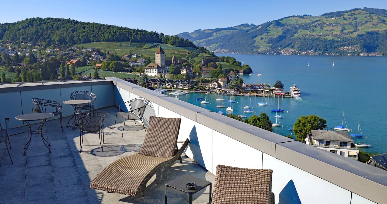 Aussicht von der Dachterrasse (5.Etage) Belvédère Strandhotel