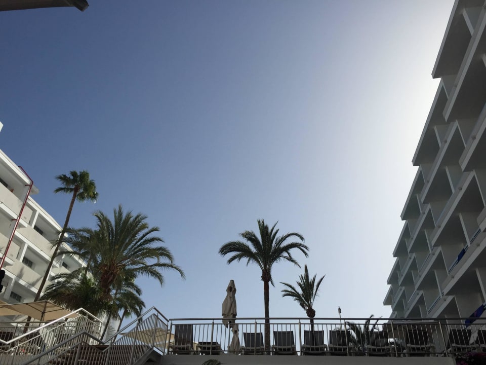 Aussicht zum Pool vom Resteraunt aus. alltoura Club Hotel Akeah Broncemar