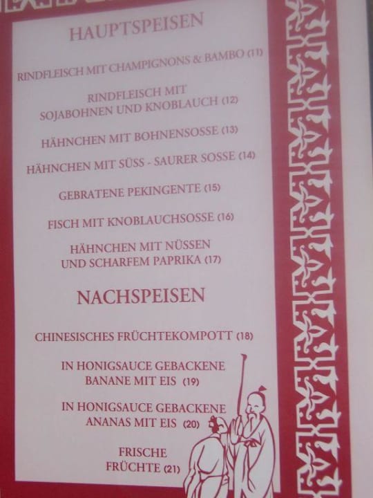 Speisekarte China Garden Megasaray Club Belek