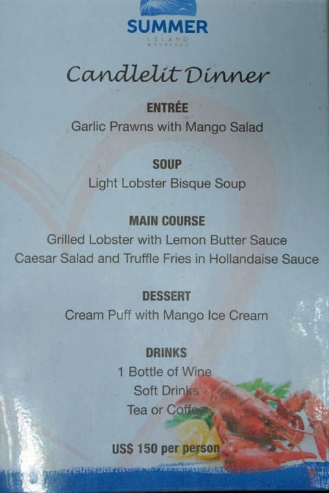 Candlelight Dinner für 150 Dollar Summer Island Maldives