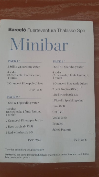 Minibar kostet Aufpreis Barceló Fuerteventura Mar