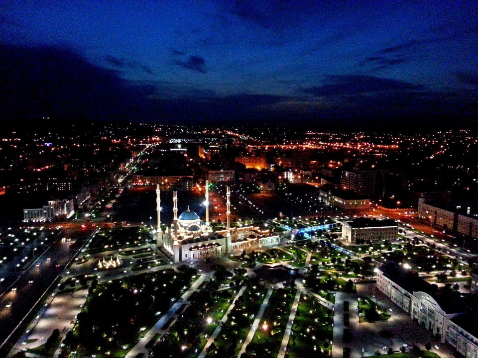 View from the window on mosque Hotel Grozny City