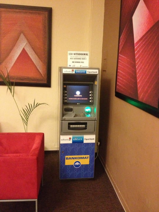 ATM but it is better to exchange at reception Hotel Merkur