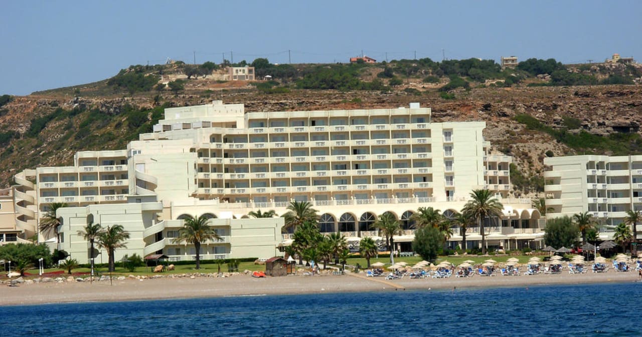 Hotel vom Meer aus gesehen Rodos Palladium Leisure & Wellness