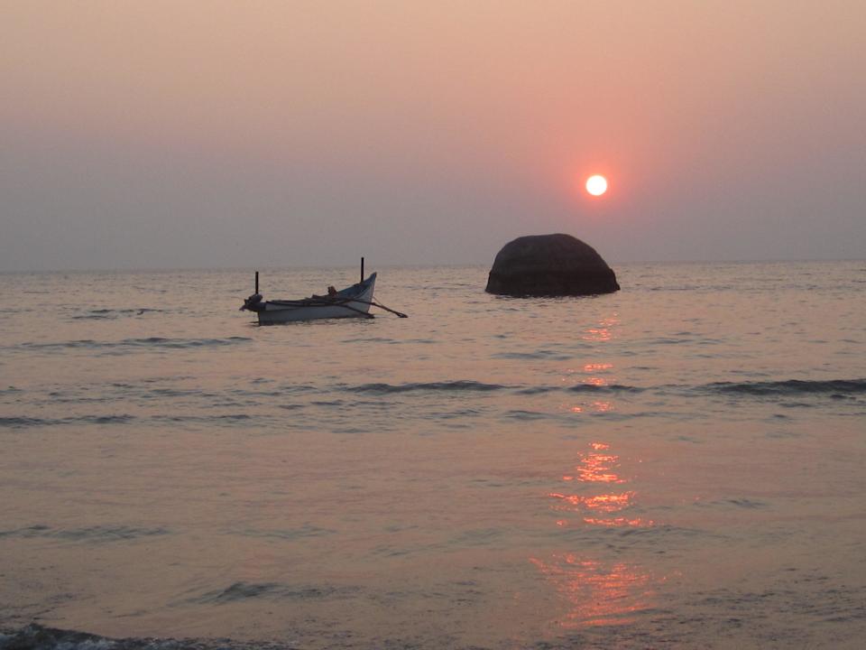 Sonnenuntergang am Palolem-Beach Shawnels Beach Resort