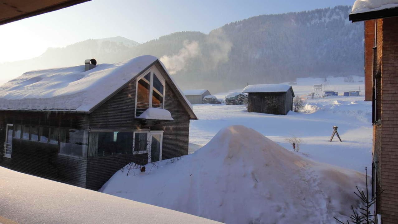 Blick vom Balkon auf den Grunholzlift Alpen Hotel Post