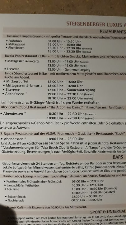 Gastro Steigenberger ALDAU Beach Hotel