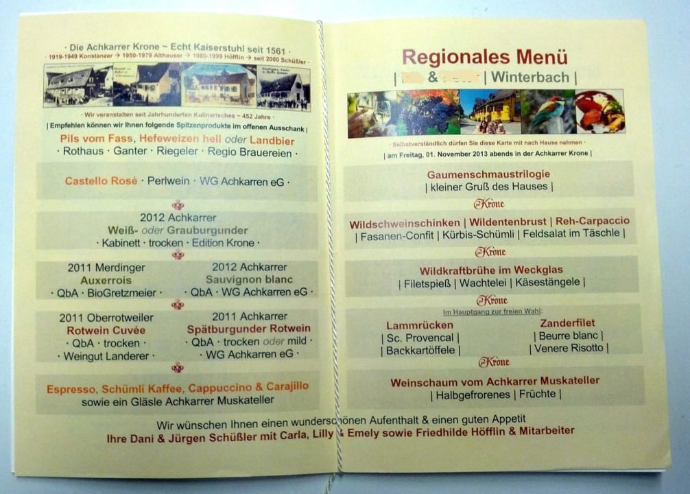 Regionales Schlemmermenü Hotel Krone