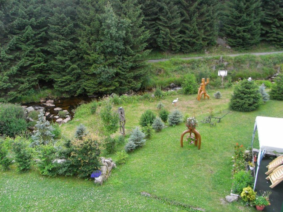 Blick aus dem Fenster zur Bode Pension Bodesprung