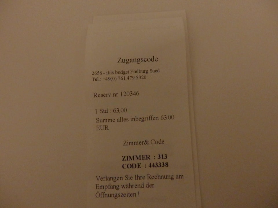 Check-In Zugangscode B&B Hotel Freiburg-West