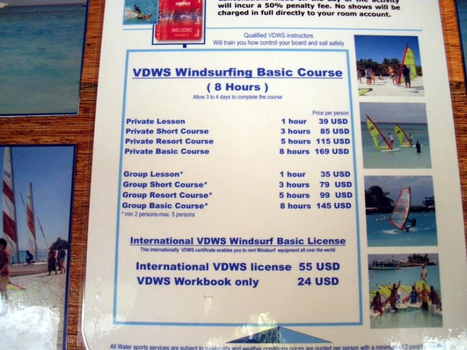 Windsurfing Preisliste Kuredu Island Kuredu Island Resort & Spa
