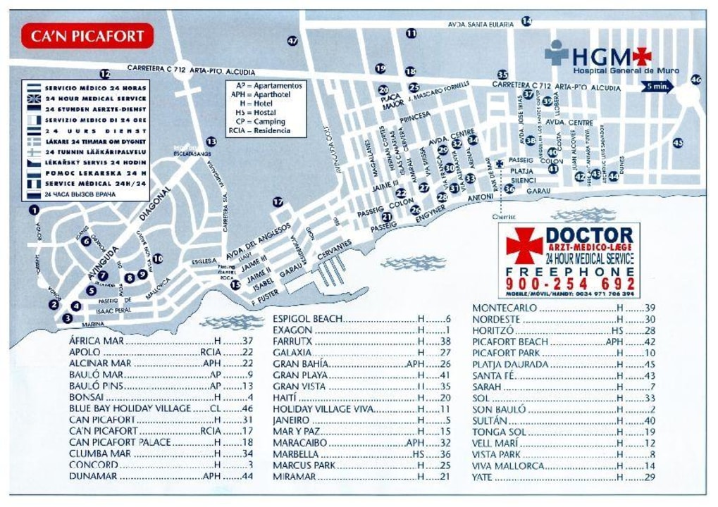 "Übersichts und Lageplan" Aparthotel Can Picafort Palace (Can Picafort