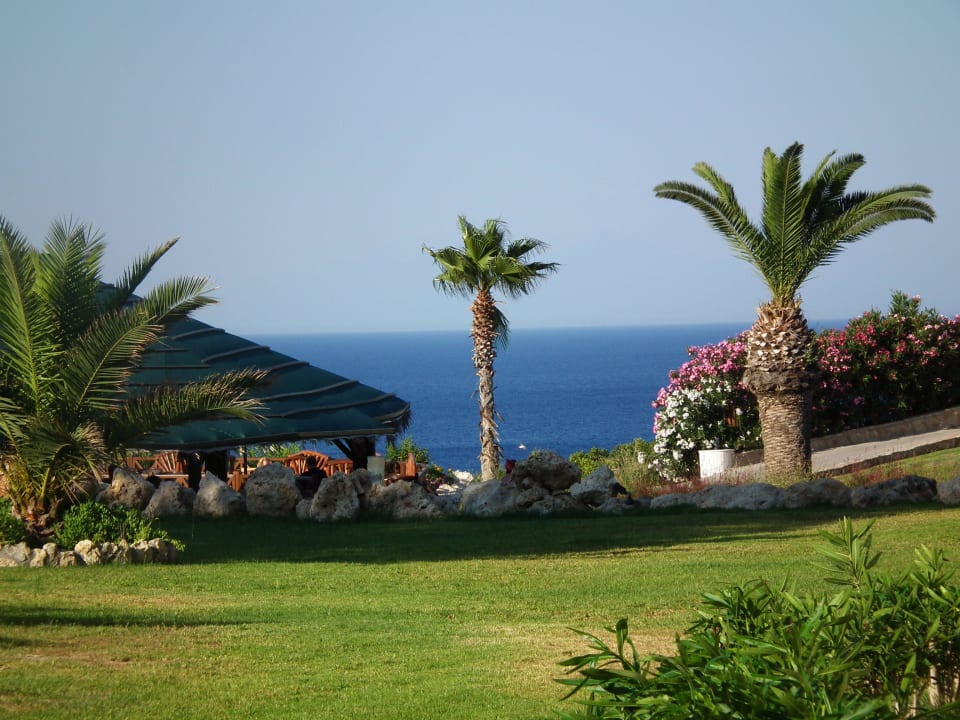 Blick über die Gartenanlage zur Safari-Bar Hotel Kalithea Horizon Royal