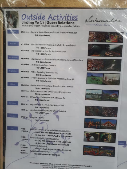 Angebotene Aktivitäten  Laksasubha Hua Hin