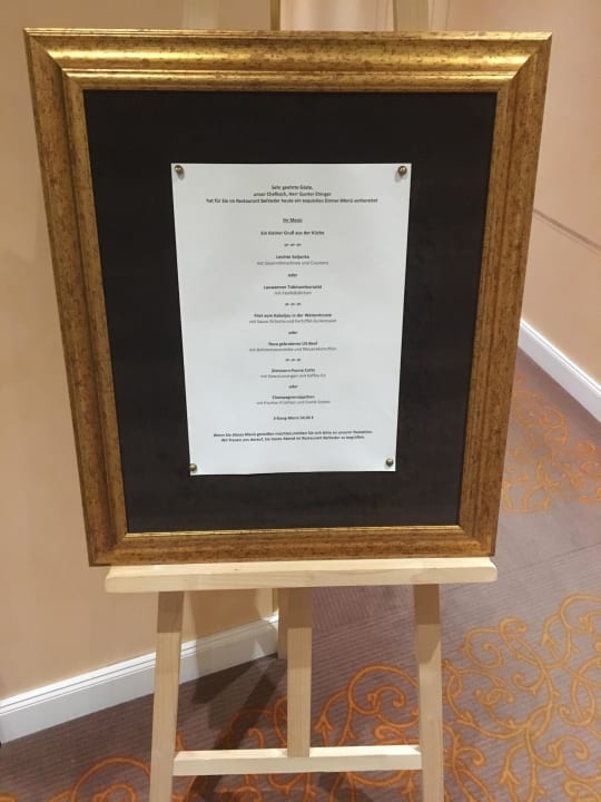 Menü vom Abendessen Hotel Gran Belveder