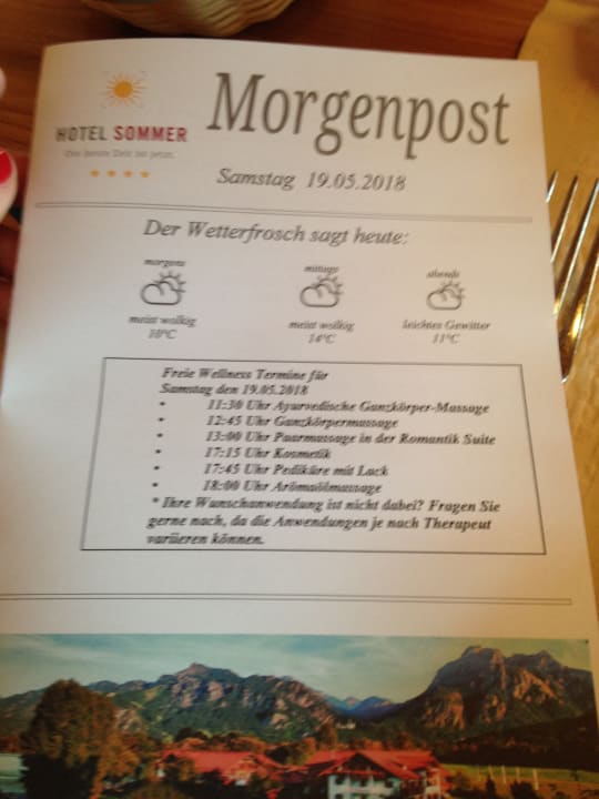Immer zum Frühstück  Hotel Sommer