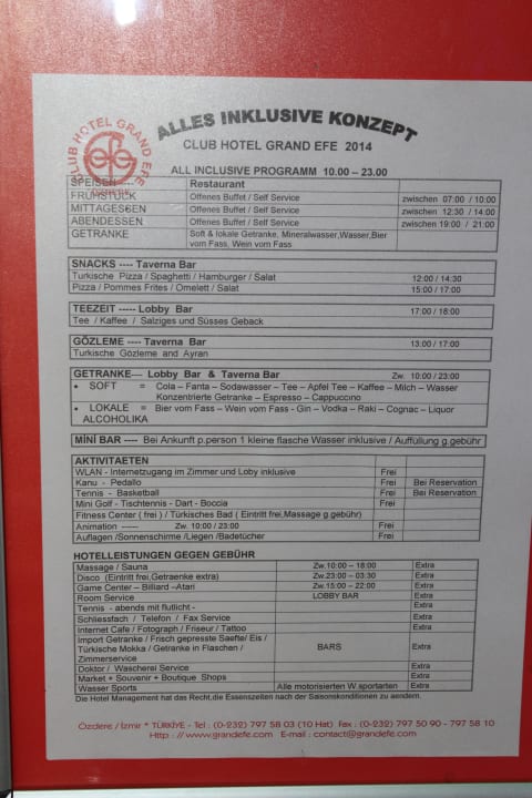 All Inclusive Konzept Hotel Grand Efe