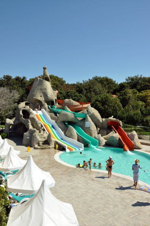 Blick vom Dach des Miniclubs auf die Rutschen Turquoise Hotel