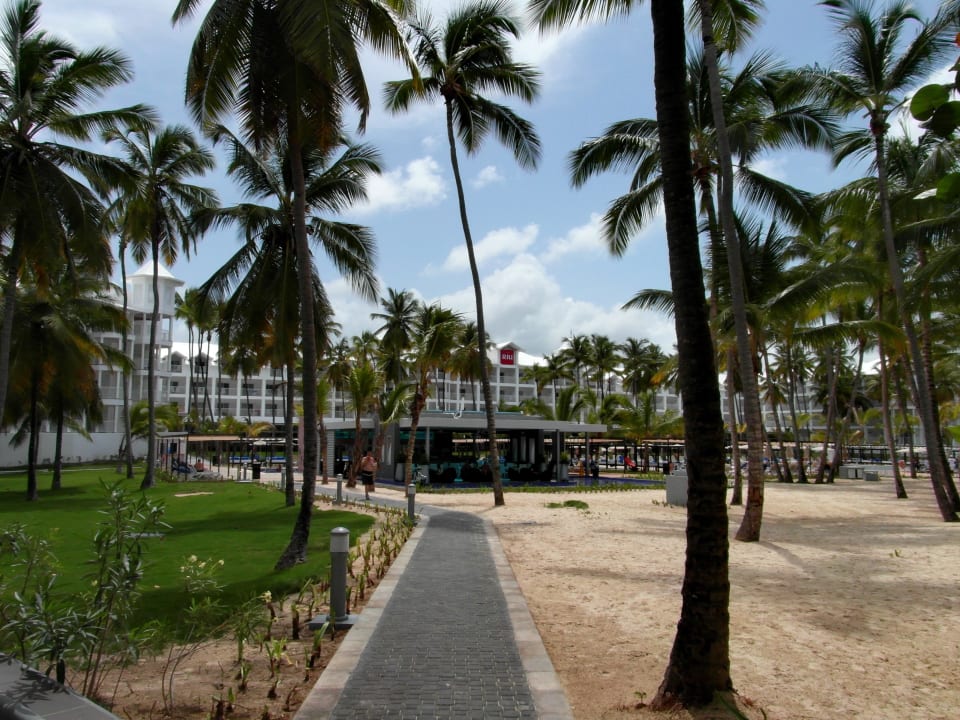 Hotelansicht vom Meer. Im Vordergrund die neue Bar Hotel Riu Palace Macao - Adults only