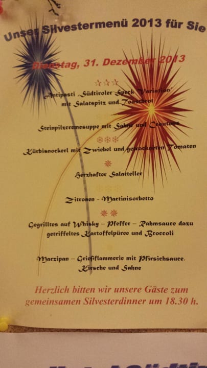 Silvester Menü Hotel Mosermandl