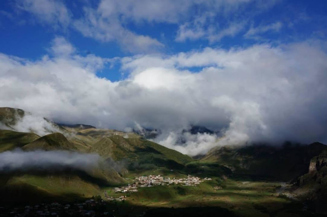 View from the balcony Hotel Kazbegi