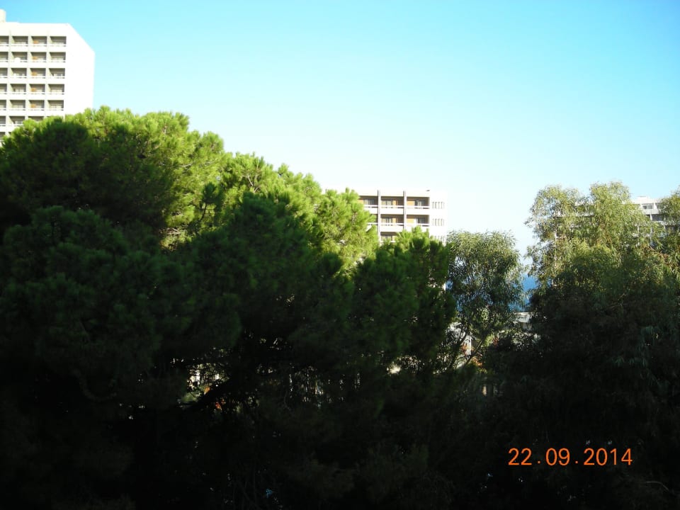 "Meerblick" vom Balkon Dionysos Hotel