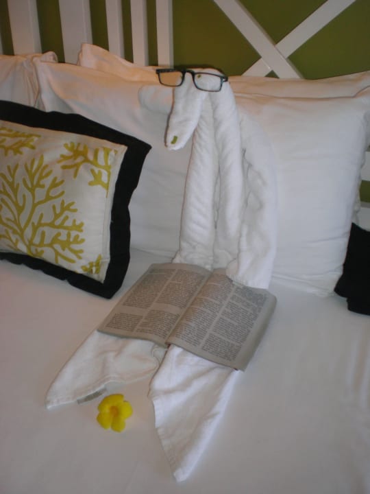 Unser Roomboy mit seinen Kreationen Taj Bentota Resort & Spa