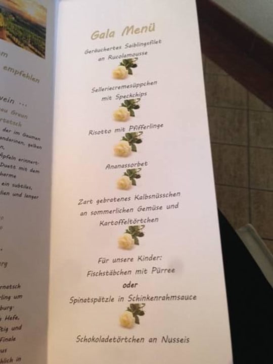 Speisekarte beim Gala Menü Hotel Rössl