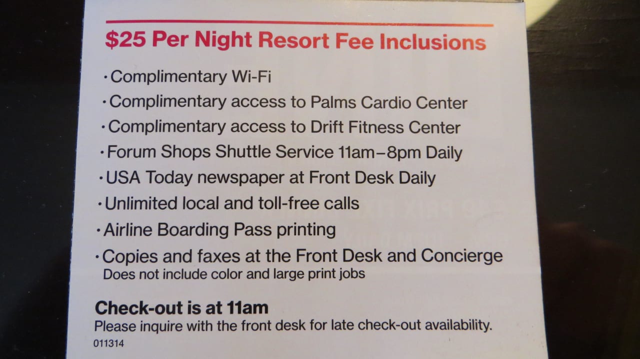 Die ärgerliche Resortfee liegt jetzt bei 25 USD Hotel The Palms Casino Resort