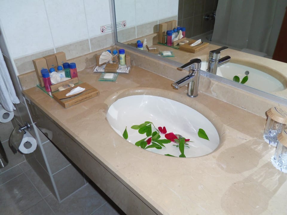 Schön dekorierter Waschplatz Crystal Paraiso Aqua Collection