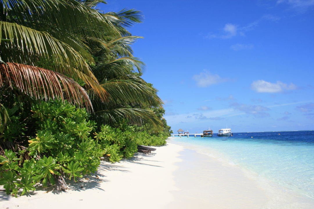 Blick zum Jetty Vilamendhoo Island Resort & Spa