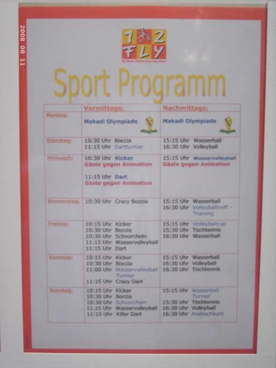 Aushang 1-2-FLY Sport Programm Jaz Makadina