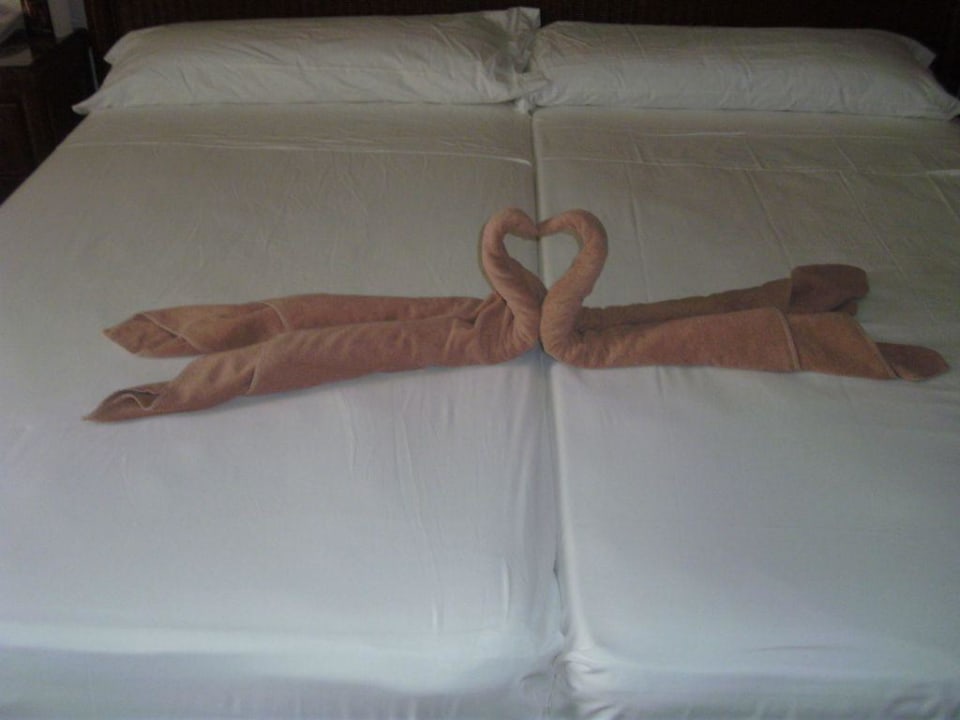 Handtuchkunst auf dem Bett Hotel Riu Karamboa