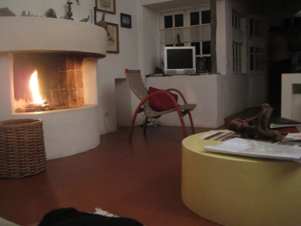 Wohnzimmer mit Cheminée Finca El Lance