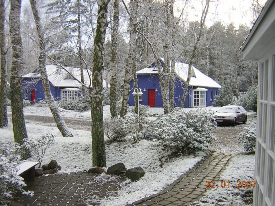 Außenanlage Blankenforth über Nacht war Schnee da Ferienanlage Blankenforth