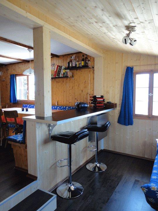 Wohnzimmer Maiensäss Alphütte Tegia Sulai