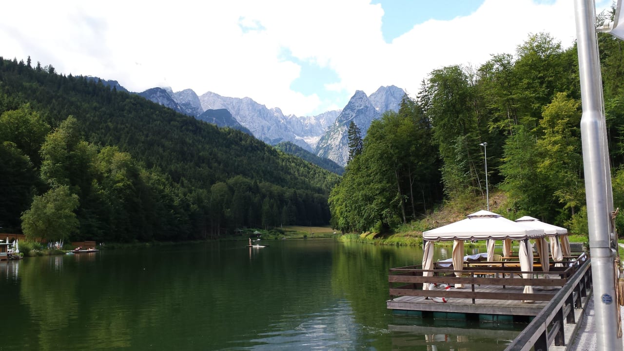 Looking over the lake from Seehaus Riessersee Hotel