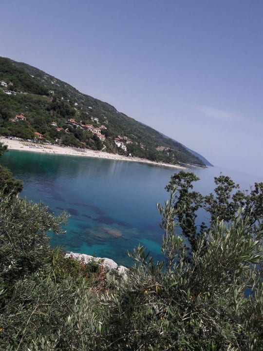 Papanero Beach view from terrace Hostel Katerina