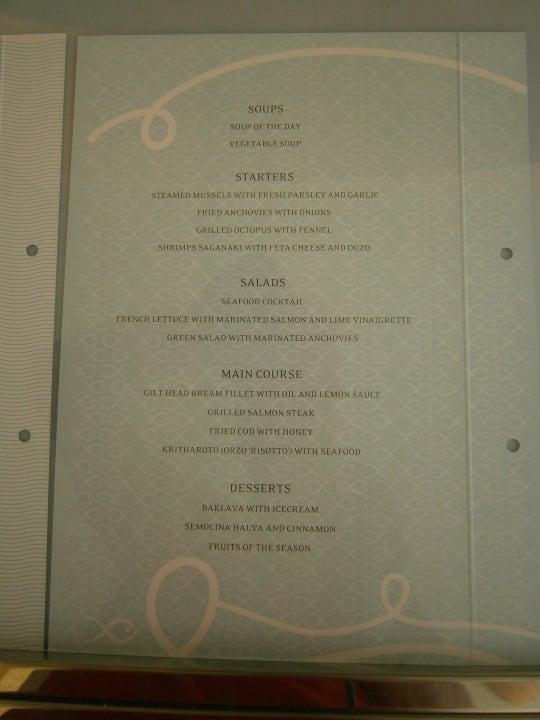 Speisekarte Fisch Lindos Princess Beach Resort & Spa