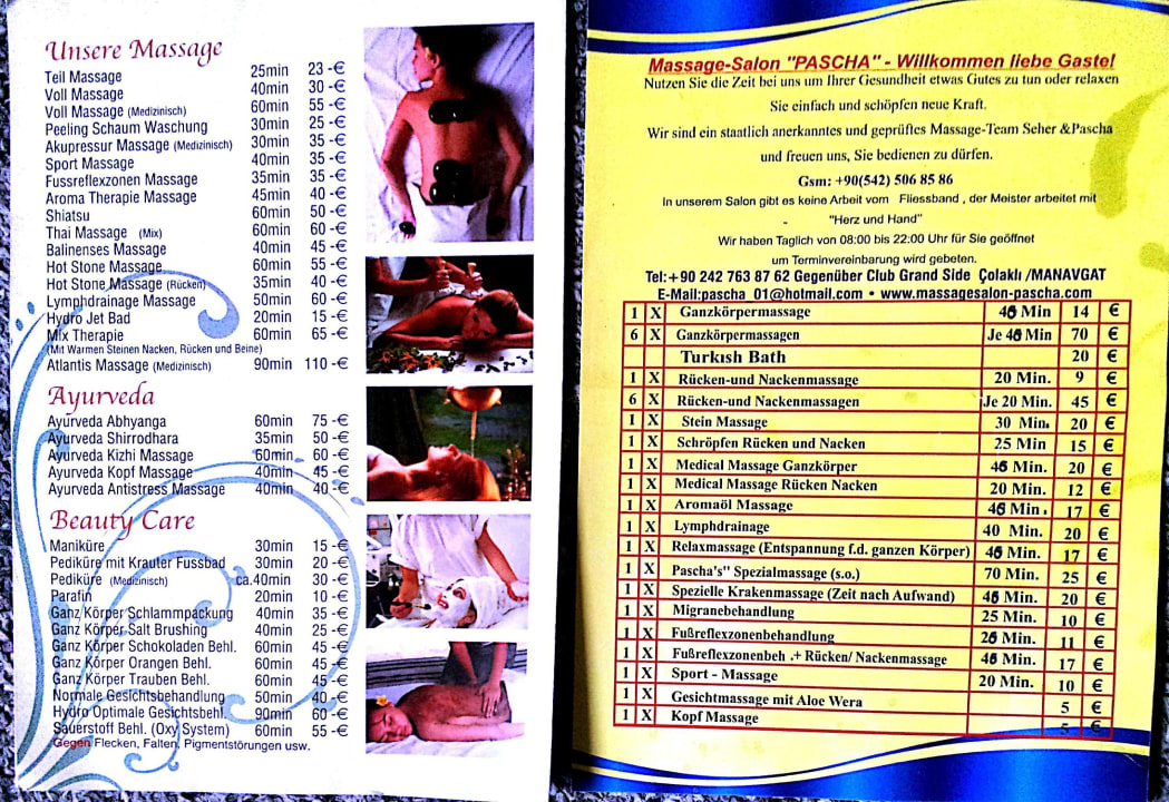 Prisliste Wellness Club Grand Side