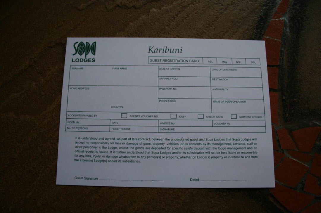 Papierki pokojowe Hotel Amboseli Sopa Lodge