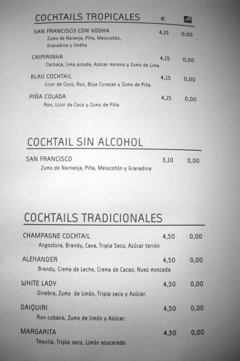 Getränkekarte Seite 7 (Normalpreise/AI Preise) Hipotels Mediterraneo Club