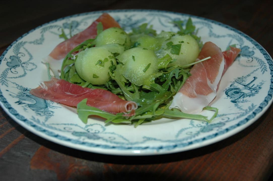 Melon and Parma ham salad with mint dressing Pension Zorza Poranna