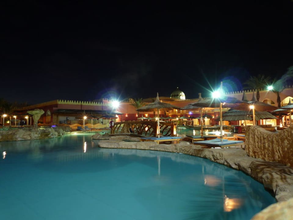 Pool by Night Pickalbatros Alf Leila Wa Leila Resort - Neverland Hurghada