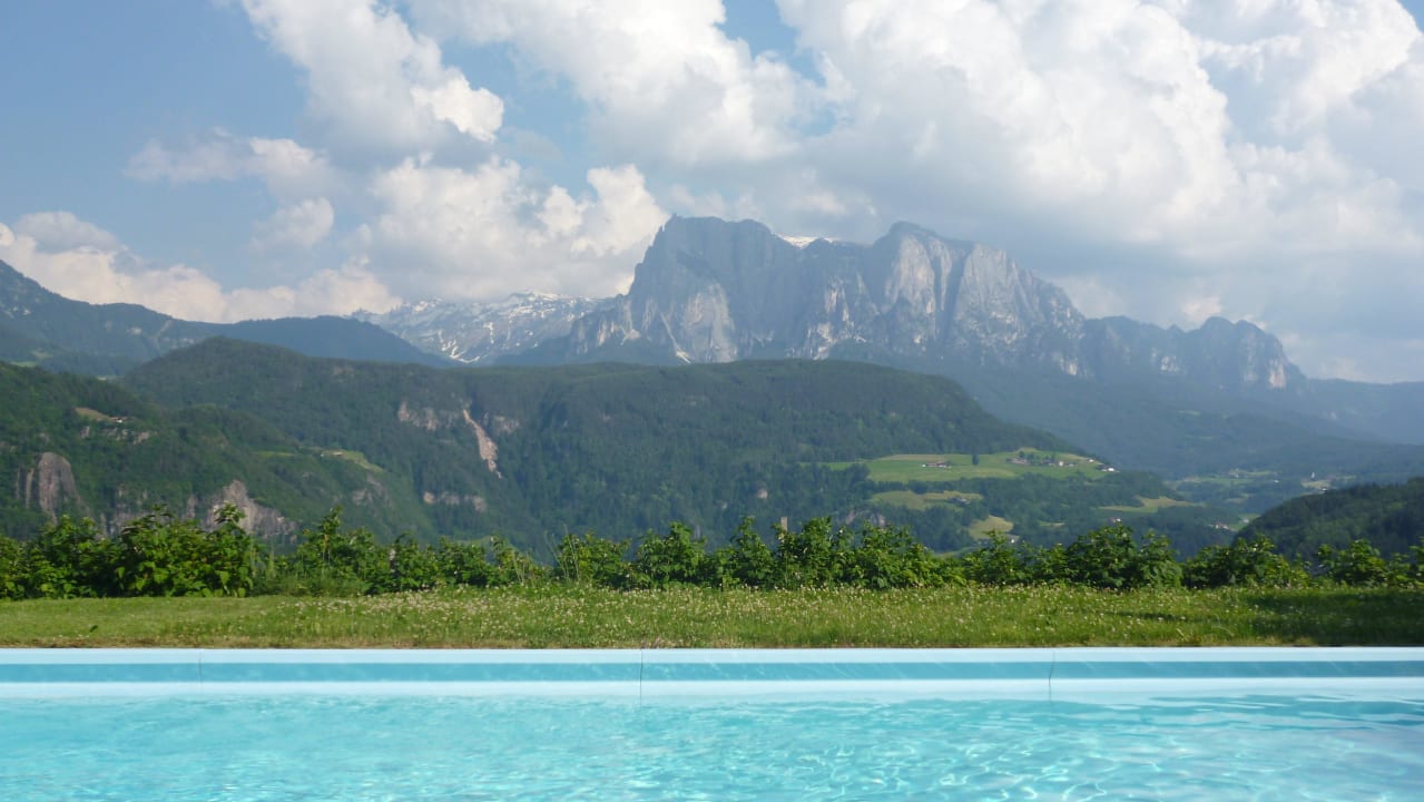 Blick vom Pool auf die Berge Hotel-Chalet Pennhof