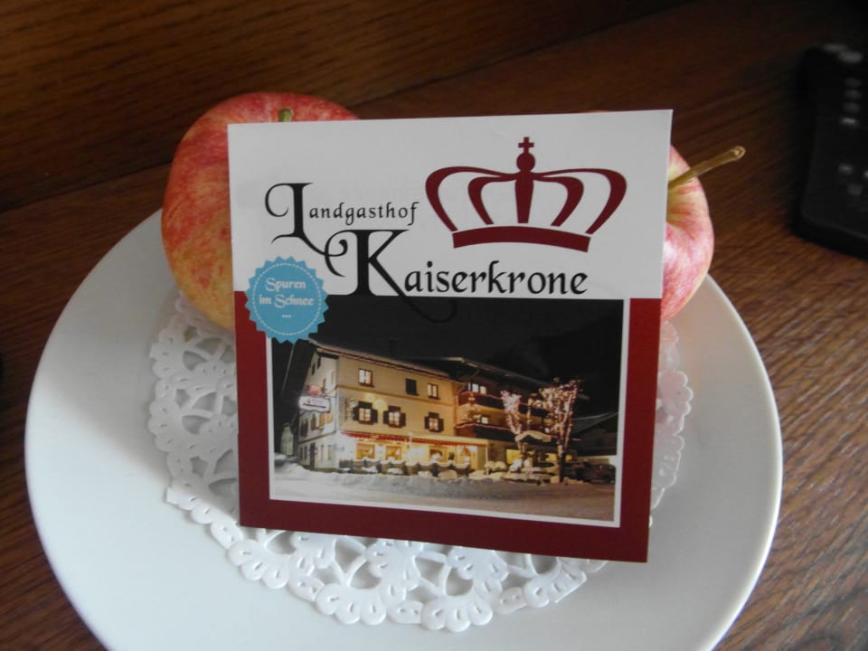 Kleines Obst-Geschenk im Zimmer Landgasthof Kaiserkrone